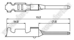 SWPT-001T-P025 терминал (контакт) для вилки на провод; шаг 2,00мм; 0,13-0,33кв.мм; AWG# 26-22; медный сплав луженый