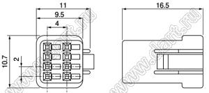 08R-JWPF-VSLE-D корпус розетки на провод; шаг 2,00мм; 8-конт.; полибутиентерефталат, цвет натуральный