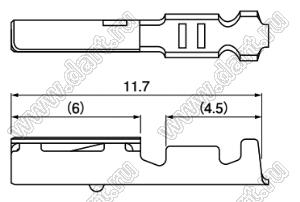 SWPR-001T-P025 терминал (контакт) розетки на провод; 0,13-0,33кв.мм; AWG# 26-22; Фосфористая бронза луженая