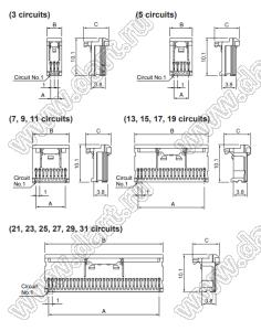 05CSR-8PK корпус IDC розетки на провод; шаг 1,0мм; 5-конт.