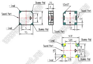 BLXH-SMD7525 излучатель звука; 7,5x7,5xH2,5мм