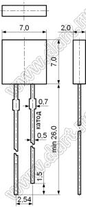 Светодиоды прямоугольные 2x7x7 мм