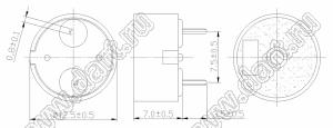 BLXH-1207-FN излучатель звука; D12,5xH7,5мм