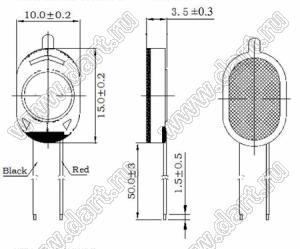BLXH-1510-IM динамик; 15,0x10,0x3,5мм