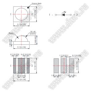 BLC3535SIRC-3B светодиод инфракрасный SMD; корпус прозрачный; 3,50x3,50x2,00мм; P=160мВт/ср; 850нм; 120°