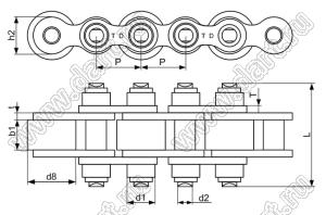 01-08BS-27-P16/C16 цепь приводная; P=12,7мм; d8 мин.=16мм; Lмакс=27мм