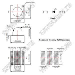 BLC3535SIR2C-3B светодиод инфракрасный SMD; корпус прозрачный; 3,50x3,50x2,90мм; P=160мВт/ср; 850нм; 60°