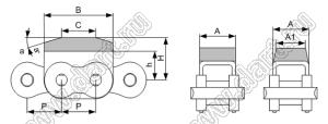 06-24B-G1F1 цепь приводная; P=38,1мм; A=47,00мм; B=72,6мм