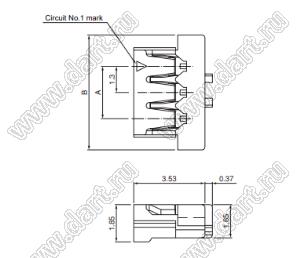 ADHR-03V-H корпус розетки на кабель; шаг 1,30мм; 3-конт.