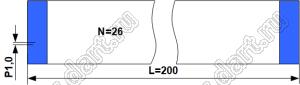 BLFPC P1,0 26PIN 200mm шлейф плоский, шаг 1,0мм 26 жил длина 200мм, контакты на одной поверхности