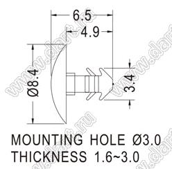 MBW-47 пистон монтажный; L=4,9мм; d отв.=3,0мм; нейлон-66 (UL); черный