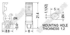 THV-14 фиксатор провода с защелкой в панель; натуральный; нейлон-66­(UL)