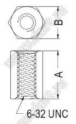 HP632-22.2 cтойка шестигранная с внутренней резьбой 6-32 UNC; A=22,2мм; B=6,35мм; нейлон-66 (UL); натуральный
