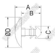 MBW-60 пистон монтажный; L=5,3мм; d отв.=3,2мм; нейлон-66 (UL); черный