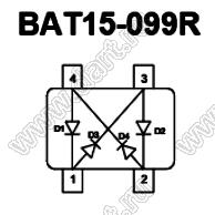 BAT15-099R (SOT143) мост из диодов Шоттки; VF@IF=0,16...0,32В (при 1 мА); маркировка S6s