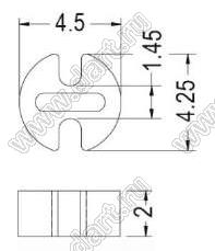 LEDH-2S держатель светодиода на плату прямой; A=2,0мм; черный; нейлон-66 (UL)