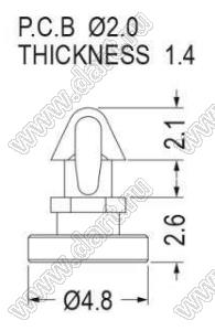 MABA-2.6 фиксатор платы с защелкой в плату; dп=2,0мм; s=1,4мм; нейлон-66 (UL); натуральный/черный