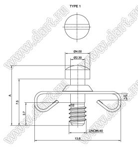 DS1045-03 винт UNC#4-40 стопорный для разъемов D-SUB; латунь никелированная