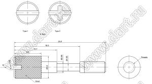 DS1045-06 винт удлиненный UNC#4-40 для разъемов D-SUB; L=23,0мм; латунь никелированная