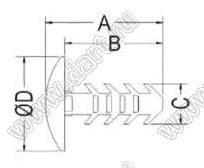 MBW-66 пистон монтажный; L=8,3мм; d отв.=4,0мм; нейлон-66 (UL); черный