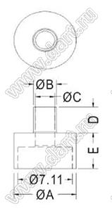 TW-337 втулка изолирующая для транзистора; A=8,13мм; B=3,0мм; C=2,5мм; D=3,63мм; E=5,08мм; PBT; натуральный, черный