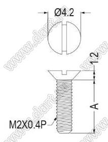 MI2-9.8F винт пластиковый; М2x0,4; A=9,8мм; нейлон-66 (UL); натуральный