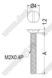 MI2-14.8F(B) винт пластиковый; М2x0,4; A=14,8мм; нейлон-66 (UL); черный