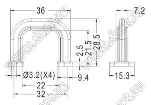 HANU-82 ручка приборная; A=32,0мм; B=22,2мм; PC + ABS (UL); серый