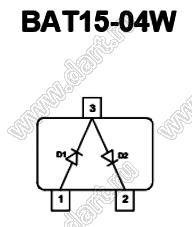 BAT15-04W (SOT323) два последовательных диода Шоттки; VF@IF=0,16...0,32В (при 1 мА); маркировка S8s