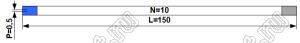 BLFPC P0,5 10PIN 150mm REV шлейф плоский сверхтонкий FFC/FPC; 10-конт.; длина 150мм; контакты на разных  поверхностях