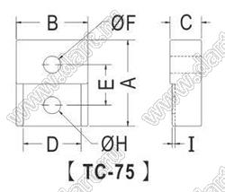 TC-75 кожух транзистора; полибутилентерефталат (PBT) / нейлон-66 (UL); натуральный/черный