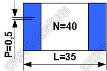 BLFPC P0,5 40PIN 35mm шлейф плоский сверхтонкий FFC/FPC; 40-конт.; длина 35мм; контакты на одной поверхности