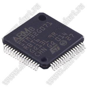 STM32G071RBT6 (LQFP-64) микроконтроллер 32-bit ARM® Cortex®-M0+; F=64MHz; HDMI-CEC, I²C, IrDA, LINbus, SPI, UART/USART, USB; Brown-out Detect/Reset, DMA, I&sup2;S, POR, PWM, WDT; I/O=60шт; FLASH 128KB (128Kx8); EEPROM -; RAM 36Kx8; Uпит.=1,7...3,6V; 