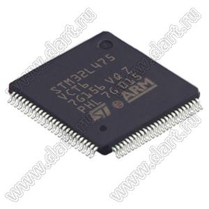 STM32L475VCT6 (LQFP-100) микроконтроллер 32-bit ARM® Cortex®-M4; F=80MHz; CANbus, EBI/EMI, I²C, IrDA, LINbus, MMC/SD, QSPI, SAI, SPI, SWPMI, UART/USART, USB OTG; Brown-out Detect/Reset, DMA, PWM, WDT; I/O=82шт; FLASH 256KB (256Kx8); EEPROM -; RAM 128