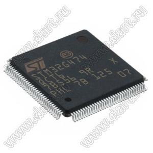 STM32G474QCT6 (LQFP-128) микроконтроллер 32-bit ARM® Cortex®-M4F; F=170MHz; CANbus, I²C, IrDA, LINbus, QSPI, SPI, UART/USART; Brown-out Detect/Reset, DMA, I&sup2;S, POR, PWM, WDT; I/O=107шт; FLASH 256KB (256Kx8); EEPROM -; RAM 128Kx8; Uпит.=1,71...3,