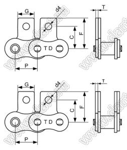 16-140-28A цепь приводная; P=44,450мм; L=44,450мм