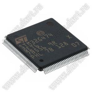 STM32G474QET6TR (LQFP-128) микроконтроллер 32-bit ARM® Cortex®-M4F; F=170MHz; CANbus, I²C, IrDA, LINbus, QSPI, SPI, UART/USART; Brown-out Detect/Reset, DMA, I&sup2;S, POR, PWM, WDT; I/O=107шт; FLASH 512KB (512Kx8); EEPROM -; RAM 128Kx8; Uпит.=1,71...