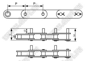 18-С210А-C2050D цепь приводная; P=31,75мм; L=19,4+Xмм