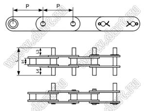 18-C216AL-C2082E цепь приводная; P=50,80мм; L=28,8+X+Yмм