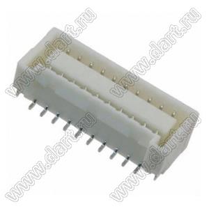 BM20B-ZPDSS-TF вилка SMD двухрядная вертикальная на плату; шаг 1,5мм; 2x10-конт.; медный сплав луженый / нейлон, цвет натуральный