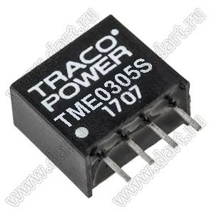 TME0305S DC/DC преобразователь; Uвх=3,3В (VDC ±10%); Uвых=5В (VDC); Iвых=200мА (макс.); КПД 77%