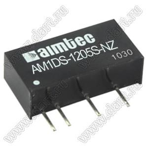 AM1DS-1205S-NZ модульный источник питания постоянного тока (DC/DC); Uвх=10,8...13,2В; Uвых=5В; Iвых=200мА; Uпр=1500; 1,0Вт