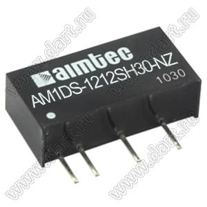 AM1DS-1212SH30-NZ модульный источник питания постоянного тока (DC/DC); Uвх=10,8...13,2В; Uвых=12В; Iвых=83мА; Uпр=3000; 1,0Вт
