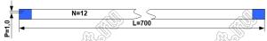 BLFPC P1,0 12PIN 700mm шлейф плоский, шаг 1,0мм 12 жил длина 700мм, контакты на одной поверхности