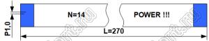 BLFPC P1,0 14PIN 270mm-POWER AWM-20706 шлейф плоский, шаг 1,0мм 14 жил длина 270мм, контакты на одной поверхности, на повышенный ток