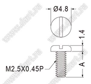MI2.5-4 винт пластиковый; М2,5x0,45; A=4,0мм; нейлон-66 (UL); натуральный