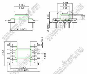 2101501 (EFD-15-10PIN) каркас для трансформатора