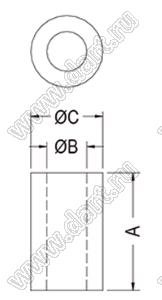 3-38.1 стойка трубчатая гладкая; A=38,1мм; B=3,05мм; C=6,35мм; нейлон-66 (UL); 92V-2/92V-0; натуральный/черный