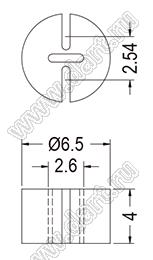 LEDHA-4 держатель светодиода на плату прямой; A=4,0мм; черный; нейлон-66 (UL)