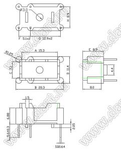 1800016 (VTM-600-6PIN) каркас для трансформатора